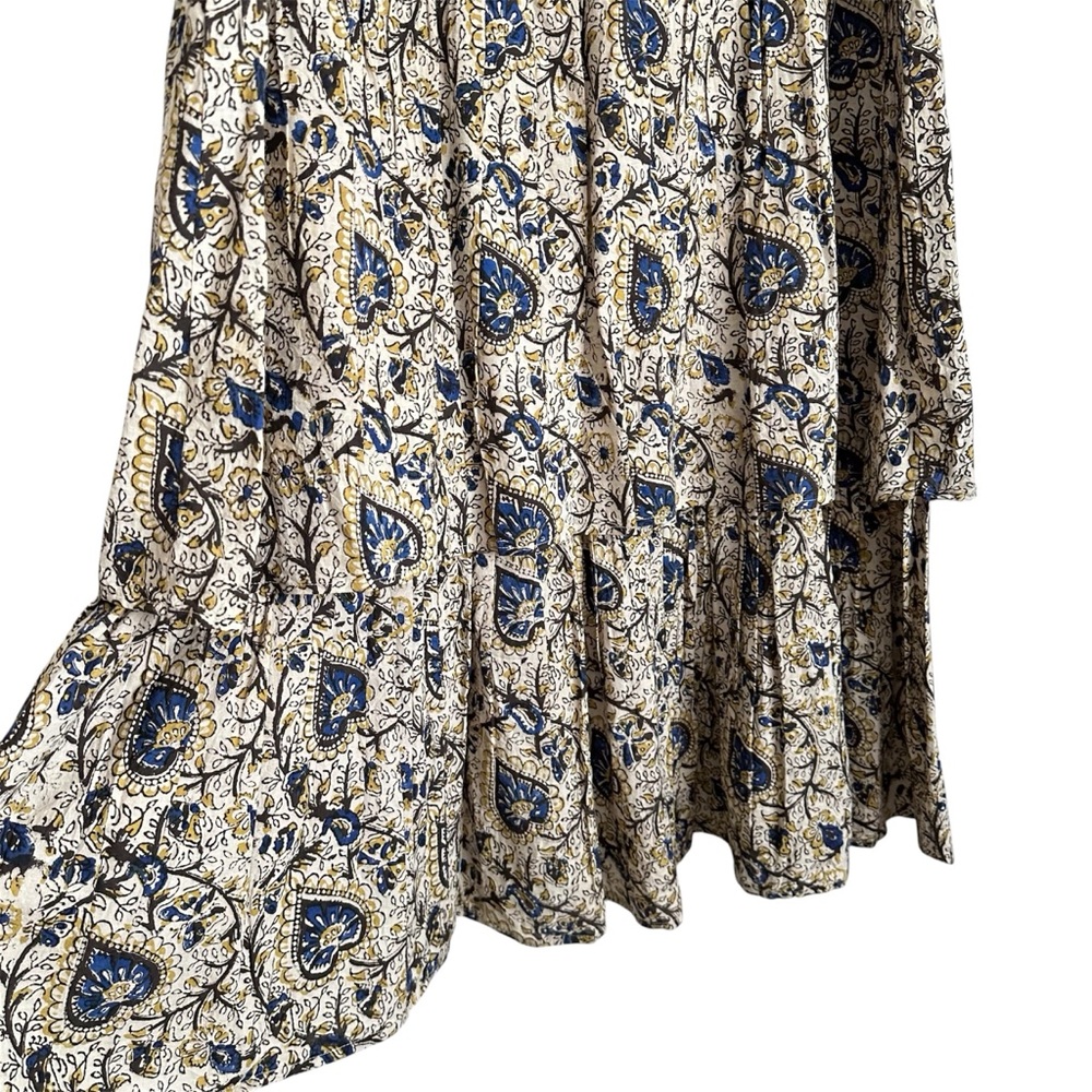 Anna Cate Amelia Tiered Ruffle Cotton Floral Maxi Skirt Large - Picture 2 of 6